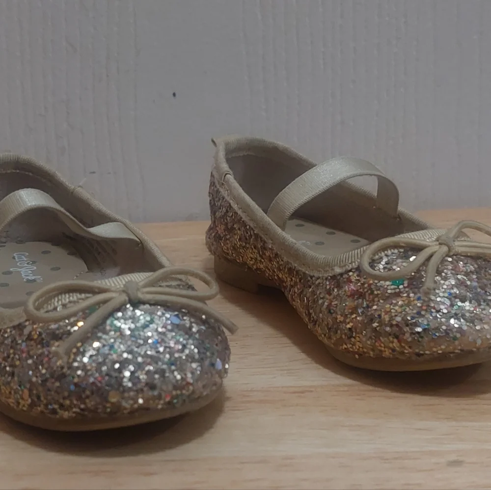 Cat & Jack Glittered Baby Girl Slip On Shoes Size 5